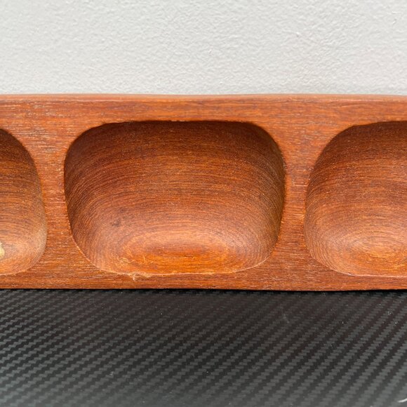 Imperial International Handcrafted Teak Three-Compart Wooden Bowl Snack Tray - Picture 3 of 10